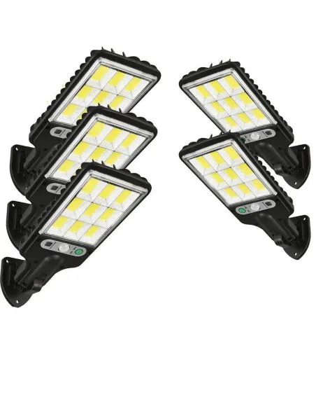 Set 5 x Lampi Solare de Perete cu 72 LED-uri COB, 50W, 3 Moduri de Functionare, Telecomanda, Senzor de Miscare si Lumina