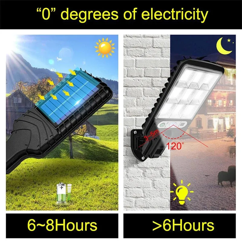 Set 5 x Lampi Solare de Perete cu 72 LED-uri COB, 50W, 3 Moduri de Functionare, Telecomanda, Senzor de Miscare si Lumina