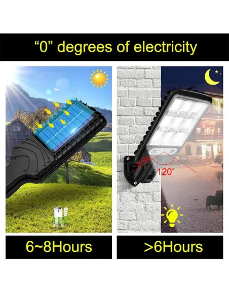 Set 5 x Lampi Solare de Perete cu 72 LED-uri COB, 50W, 3 Moduri de Functionare, Telecomanda, Senzor de Miscare si Lumina