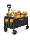 Cărucior Pliabil pentru Transport 100L, Suport Băuturi, Roți All-Terrain, Pliere Rapidă