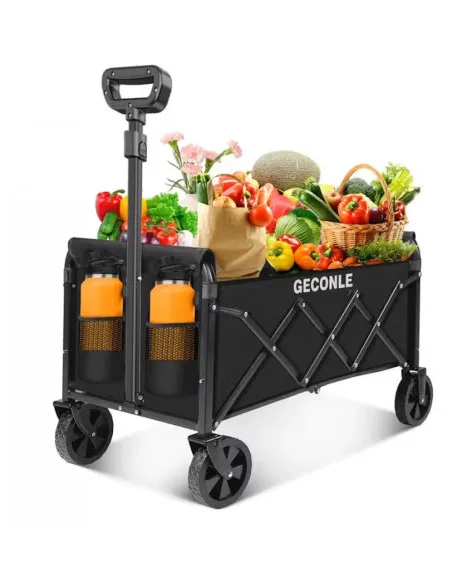 Cărucior Pliabil pentru Transport 100L, Suport Băuturi, Roți All-Terrain, Pliere Rapidă