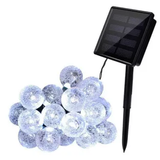 Instalatie solara bila cristal mare, 50 led-uri, alb rece , 6.5 m