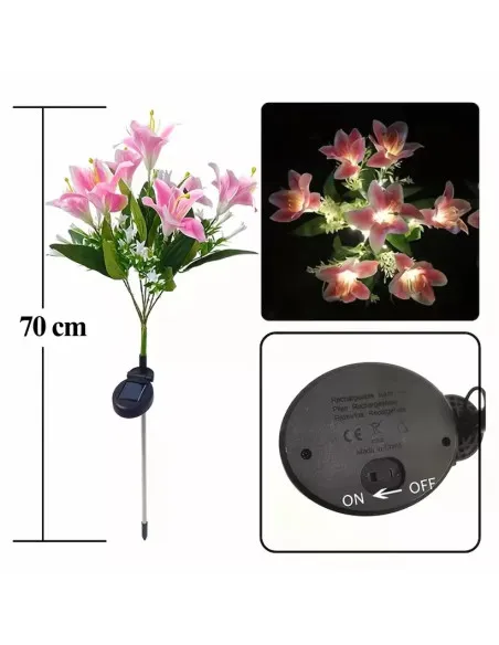 Lămpa Solara LED Crini 70 cm, IP65, Panou Solar 2V, Diverse culori