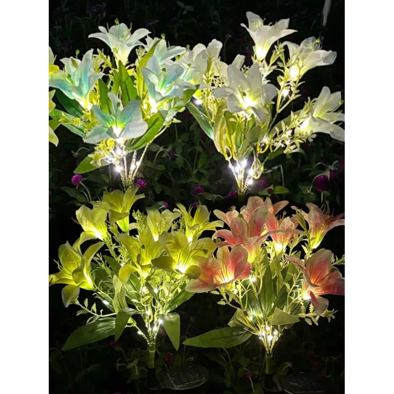 Lămpa Solara LED Crini 70 cm, IP65, Panou Solar 2V, Diverse culori