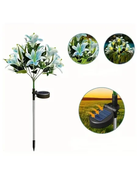 Lămpa Solara LED Crini 70 cm, IP65, Panou Solar 2V, Diverse culori