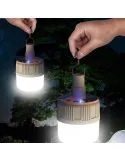 Lampa tip bec cu incarcare solara si USB, 6 moduri de iluminare si carlig pentru agatare, 20W