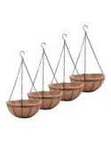 Suport pentru ghiveci cu lant, rotund, Otel, Fibra Cocos, 30x14cm