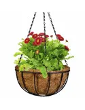 Suport pentru ghiveci cu lant, rotund, Otel, Fibra Cocos, 30x14cm