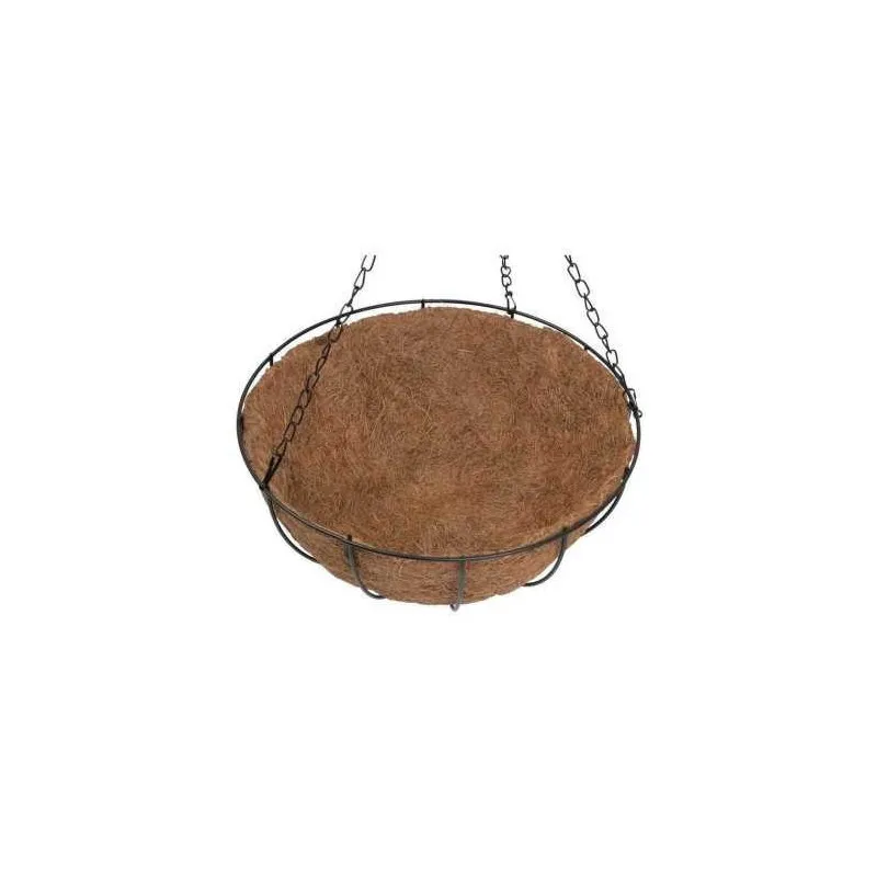 Suport pentru ghiveci cu lant, rotund, Otel, Fibra Cocos, 30x14cm