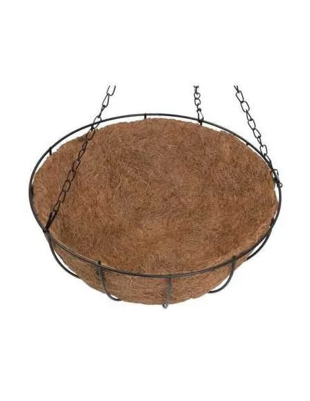 Suport pentru ghiveci cu lant, rotund, Otel, Fibra Cocos, 30x14cm