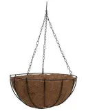Suport pentru ghiveci cu lant, rotund, Otel, Fibra Cocos, 30x14cm