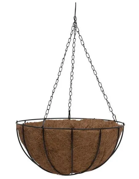 Suport pentru ghiveci cu lant, rotund, Otel, Fibra Cocos, 30x14cm