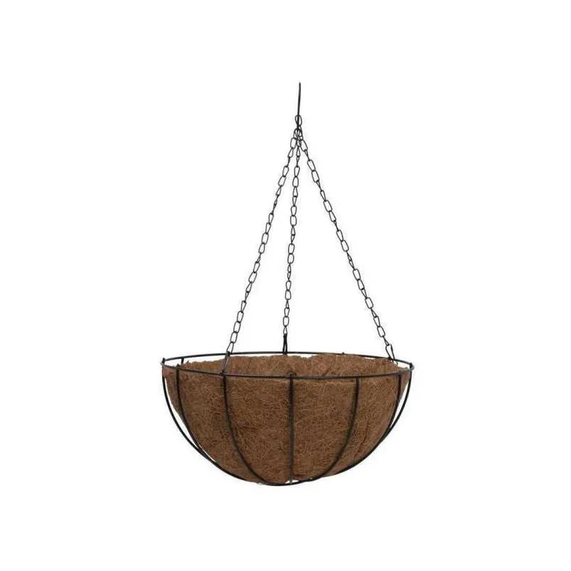 Suport pentru ghiveci cu lant, rotund, Otel, Fibra Cocos, 30x14cm