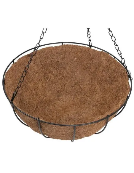 Suport pentru ghiveci cu lant, rotund, Otel, Fibra Cocos, 30x14cm
