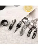 Set cadou pentru vin cu 5 accesorii în suport sub forma de sticla
