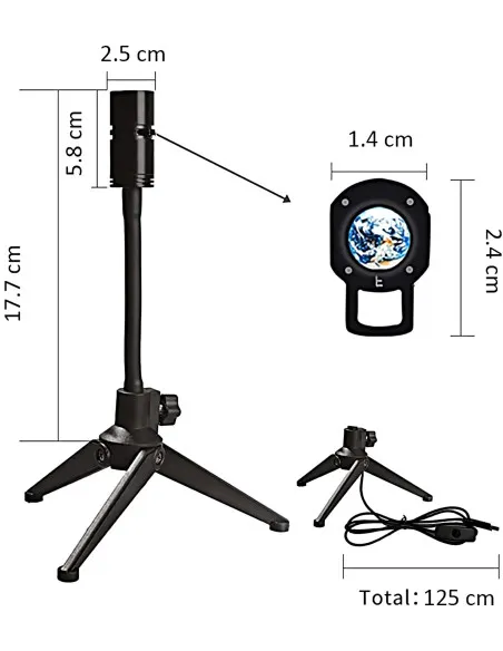 Lampă proiector luna/ pamant pentru interior cu led de 3w, cu stativ