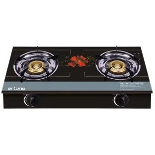 Aragaz ERTONE MN-1102, 2 Arzatoare din fonta, sticla securizata, aprindere pe quartz, negru,