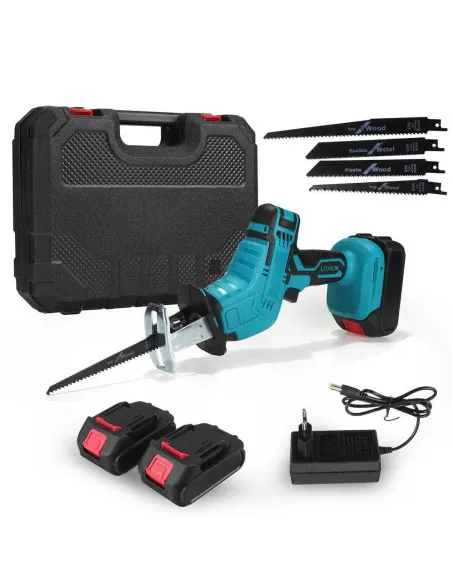 Fierăstrău Sabie cu Acumulator 24V, 2 Acumulatori + 4 Lame Incluse, 0-3100 RPM, Geantă Transport