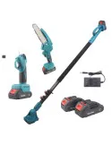 Set Foarfecă și Mini Drujbă 6 inch cu Brat Telescopic 2 m, 48V, 2 Acumulatori, Unghi Reglabil