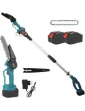 Set Foarfecă și Mini Drujbă 6 inch cu Brat Telescopic 2 m, 48V, 2 Acumulatori, Unghi Reglabil