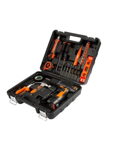 Bormasina electrica Dasgut cu 2 acumulatori, incarcator si 17 accesorii, 12 v