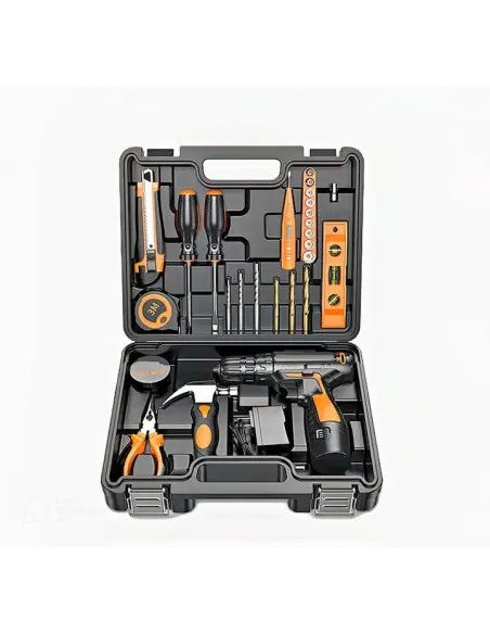 Bormasina electrica Dasgut cu 2 acumulatori, incarcator si 17 accesorii, 12 v