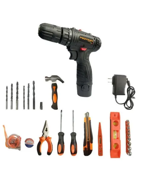 Bormasina electrica Dasgut cu 2 acumulatori, incarcator si 17 accesorii, 12 v