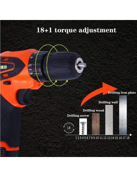 Bormasina electrica Dasgut cu 2 acumulatori, incarcator si 17 accesorii, 12 v