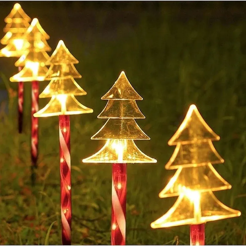 Set 5 Braduti LED Solar 2 Moduri Iluminare Craciun