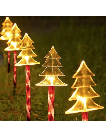 Set 5 Braduti LED Solar 2 Moduri Iluminare Craciun