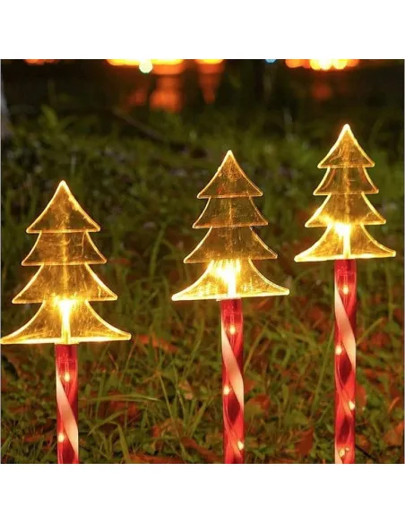 Set 5 Braduti LED Solar 2 Moduri Iluminare Craciun