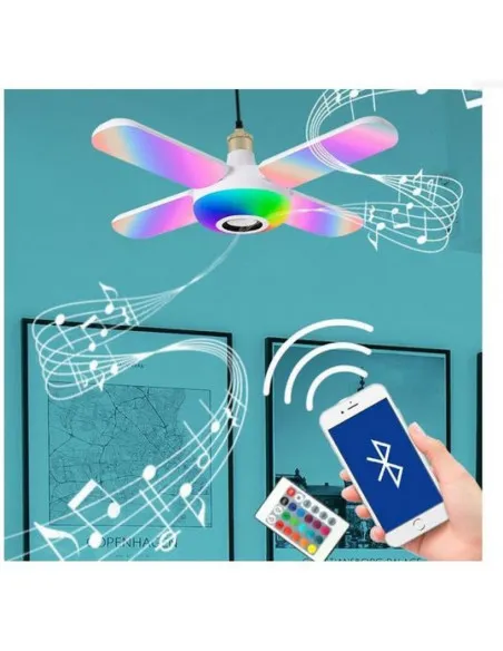 Lampa muzicala Bluetooth cu ventilator si