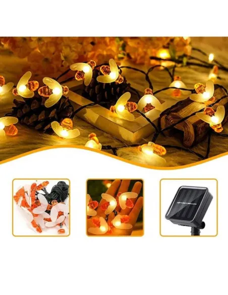 Set 2 x Instalație Solară Decorativă cu Albinuțe, 50 LED-uri, 6.5 m, 8 Moduri