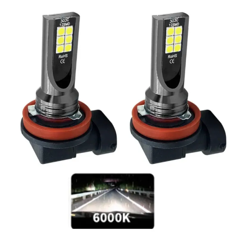 Set 2 Becuri auto LED H11 / H8 putere 60w 12LED SMD, temperatura 6000K, 6800lm
