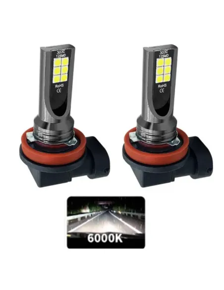 Set 2 Becuri auto LED H11 / H8 putere 60w 12LED SMD, temperatura 6000K, 6800lm
