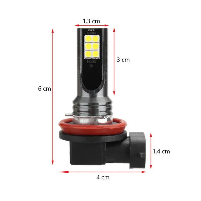 Set 2 Becuri auto LED H11 / H8 putere 60w 12LED SMD, temperatura 6000K, 6800lm