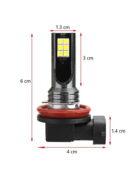 Set 2 Becuri auto LED H11 / H8 putere 60w 12LED SMD, temperatura 6000K, 6800lm