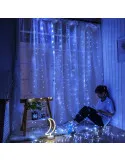 Instalație Perdea LED 3x3M, 300 LED, Alb Cald, 8 Jocuri lumini