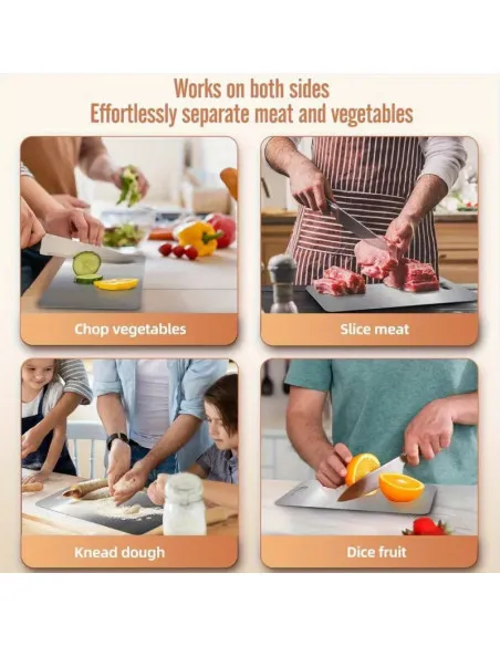 Set 3 tocătoare din inox, impermeabile, cu utilizare pe ambele fețe – 34×23 / 30×20 / 24×15 cm