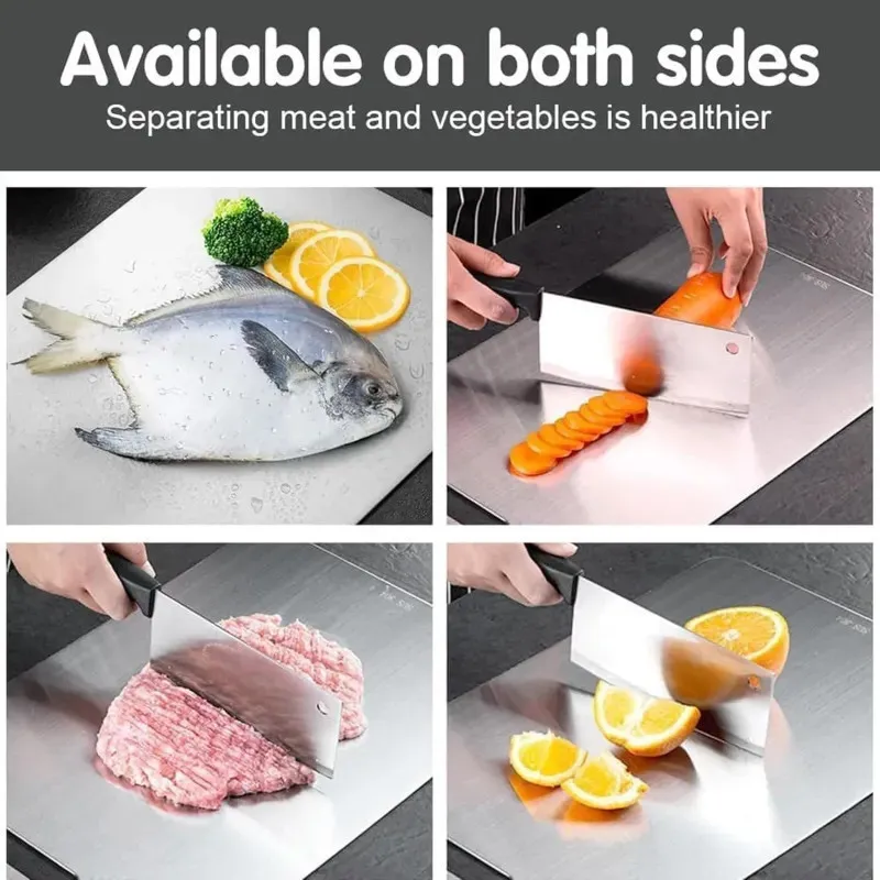 Set 3 tocătoare din inox, impermeabile, cu utilizare pe ambele fețe – 34×23 / 30×20 / 24×15 cm