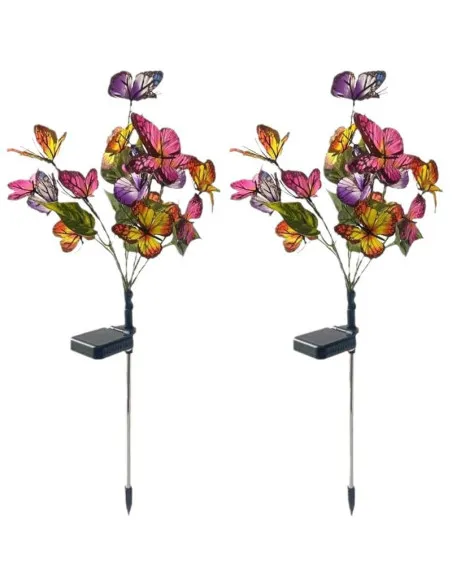 Set 2x lampa solara decorativa Fluturi, Led, multicolor, IP66, 70cm