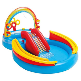 Piscină Gonflabilă Intex cu Tobogan și Fântână Arteziană pentru Copii, 297x193x135 cm