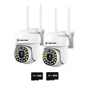 Set 2 Camere de Supraveghere IP 360° WiFi Jortan JT-8161QJ, Vizualizare Live pe Telefon, Viziune Nocturnă, Carduri 32GB Incluse