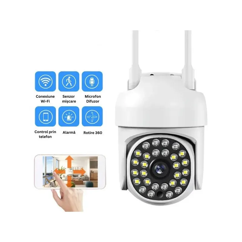 Set 2 Camere IP 360° WiFi JT-8161QJ cu 4 Carduri 32GB | Live & Noapte