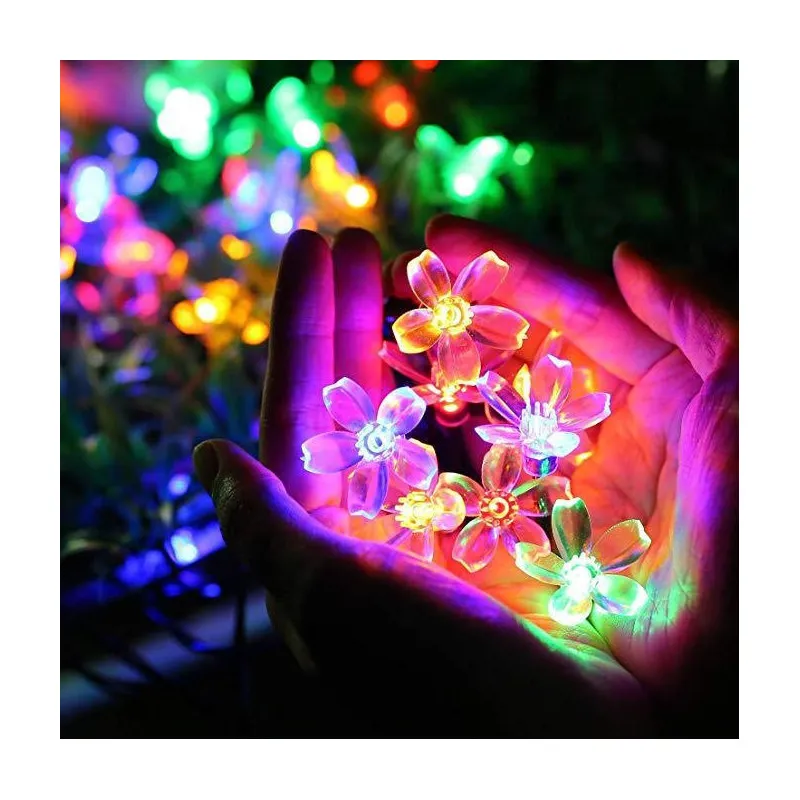 Instalatie solara floricele gheata, 50 led-uri, multicolor, 6.5 m