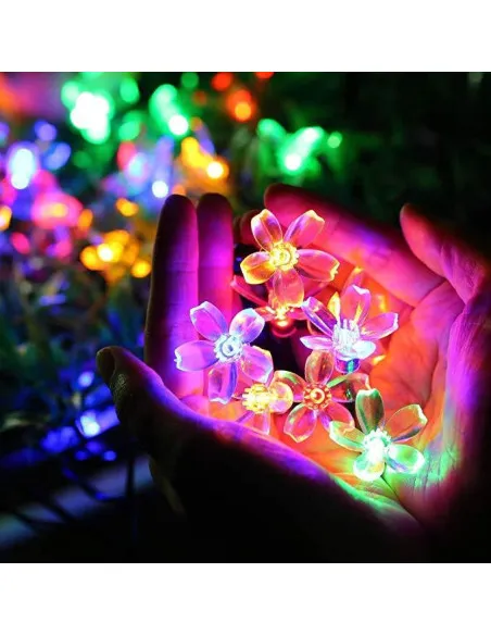 Instalatie solara floricele gheata, 50 led-uri, multicolor, 6.5 m