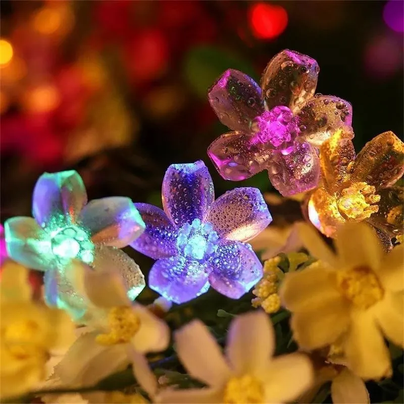 Instalatie solara floricele gheata, 50 led-uri, multicolor, 6.5 m