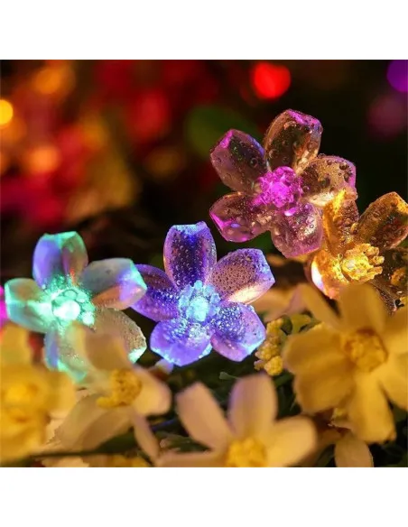 Instalatie solara floricele gheata, 50 led-uri, multicolor, 6.5 m