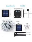 Instalatie solara floricele gheata, 50 led-uri, multicolor, 6.5 m
