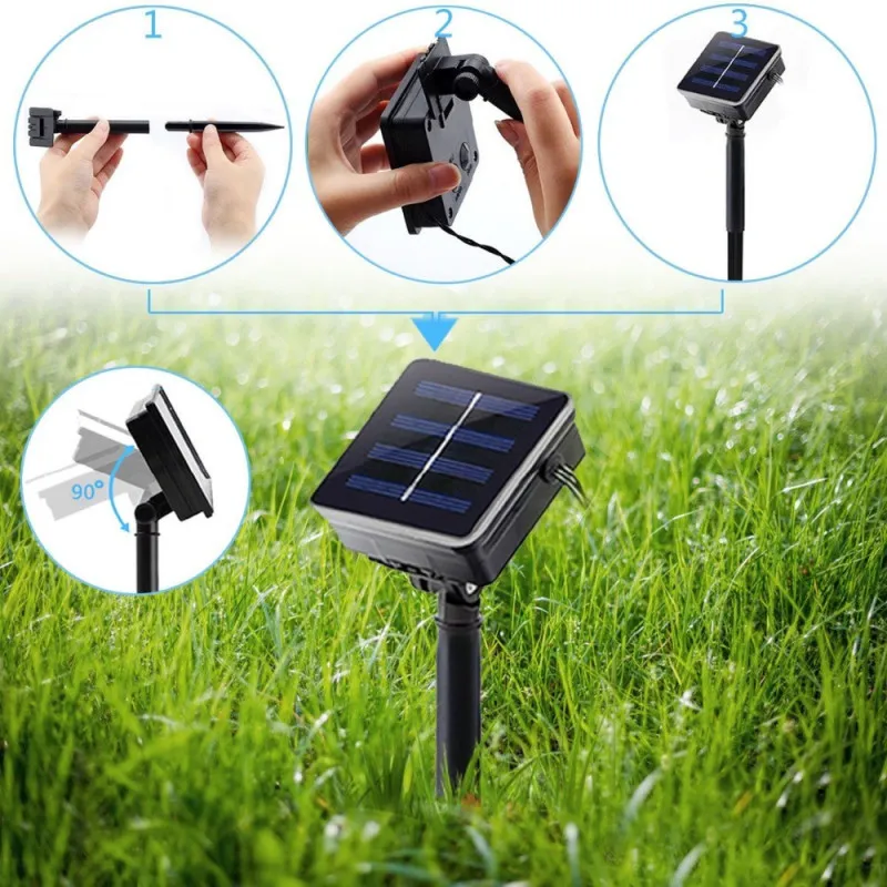 Instalatie solara floricele gheata, 50 led-uri, multicolor, 6.5 m